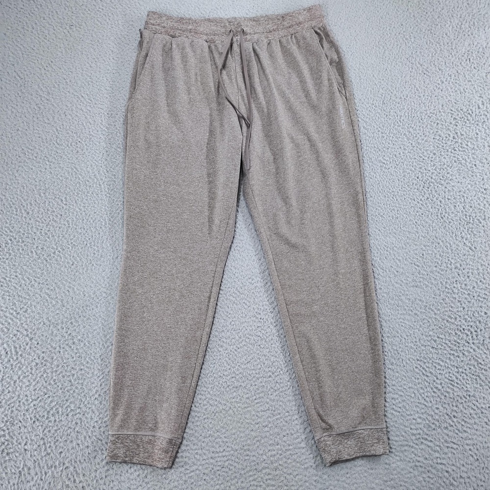 Fabletics Jogger Pants Mens Large Brown Gray Stretch Jersey Elastic Waist Zip